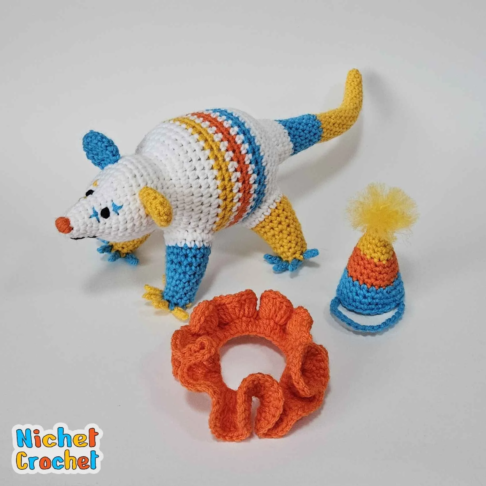 Crochet Kiwi Clown Opossum — Nichet Crochet